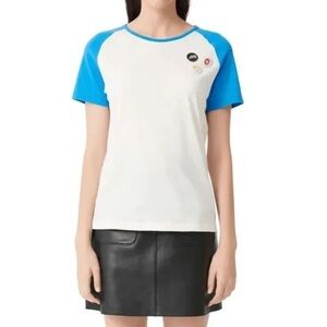 ‼️RARE‼️🎸MAJE🎸🔥NWT🔥Talon Crewneck Button Tee- size 1 (2-4 in US)